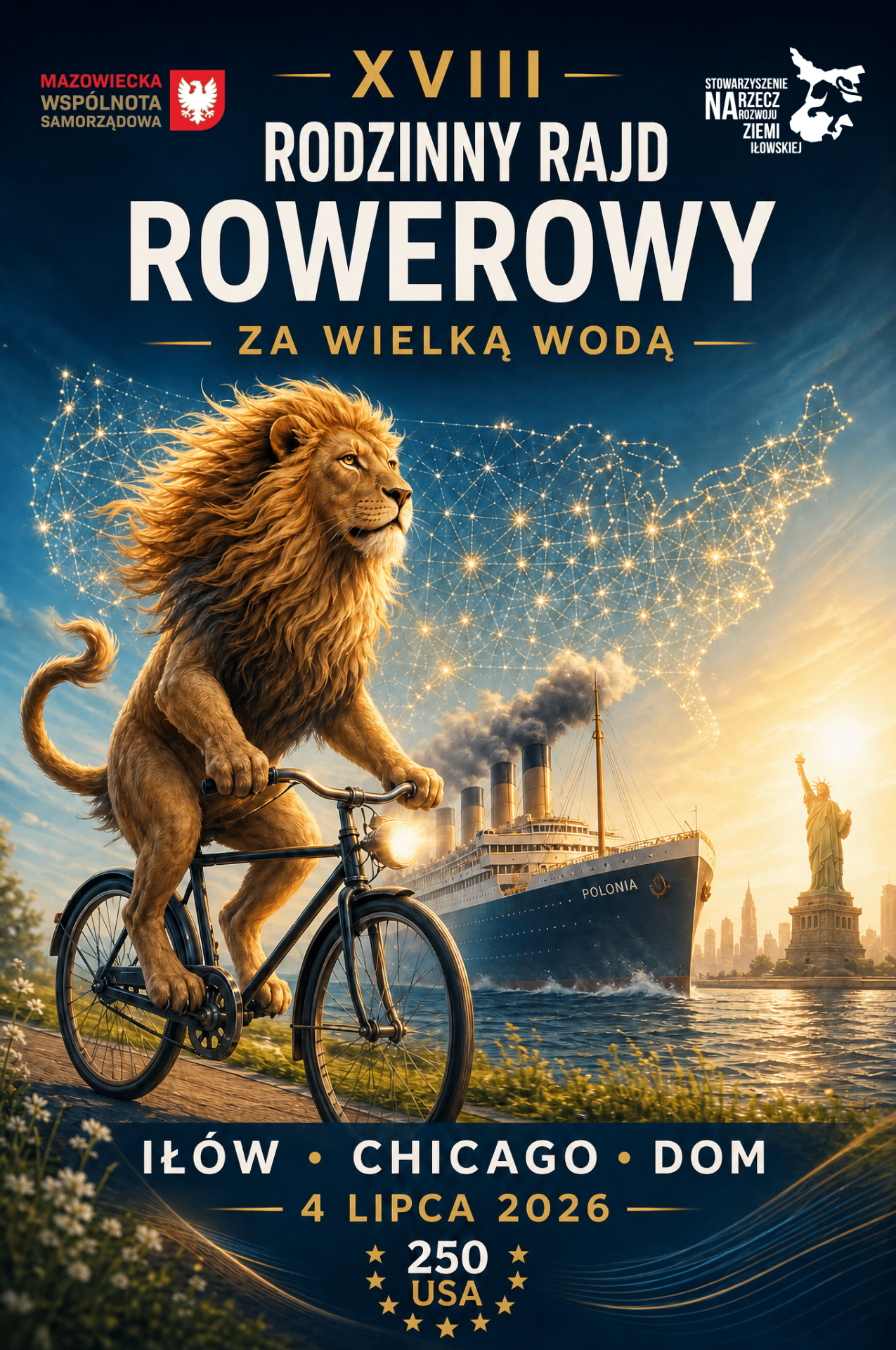 Plakat I Rajdu Iłowiaków — Za Wielką Wodą